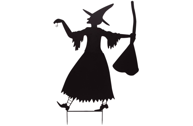 Siluetă vrăjitoare Europalms Silhouette Metal Witch with Broom, 140cm