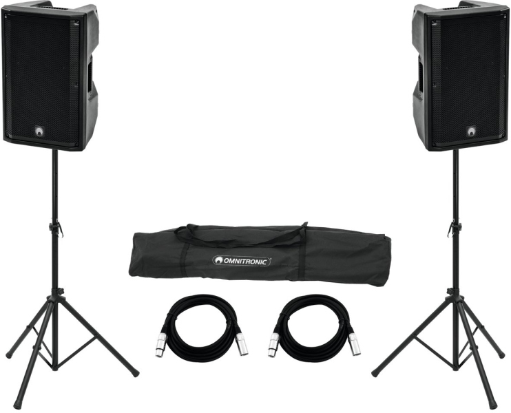 Omnitronic Set 2x XKB-212A + Speaker Stand MOVE MK2