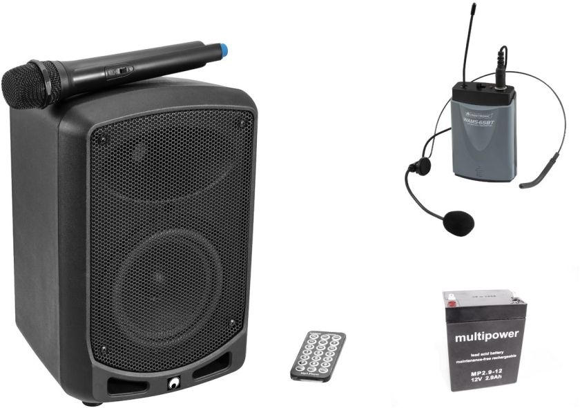 Omnitronic Set WAMS-65BT + Bodypack transmitter incl headset + Battery