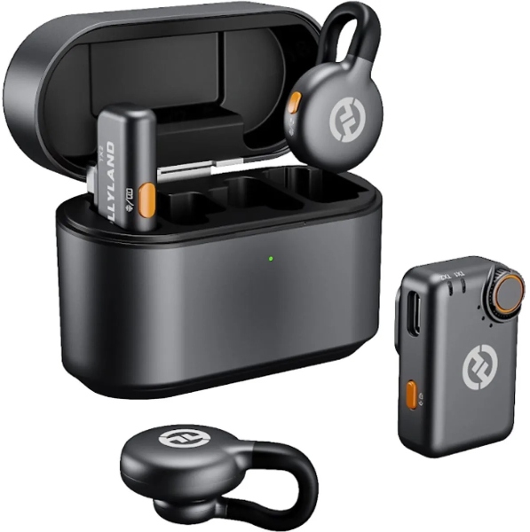 Hollyland LARK M2S Wireless Lavalier Microphone Mini Combo (with Camera RX + USB-C RX, Space Gray)