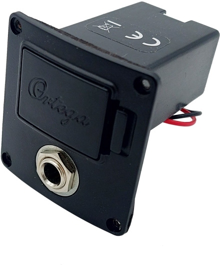 Ortega Compartiment baterie 9V / priză jack (crom) Fishman
