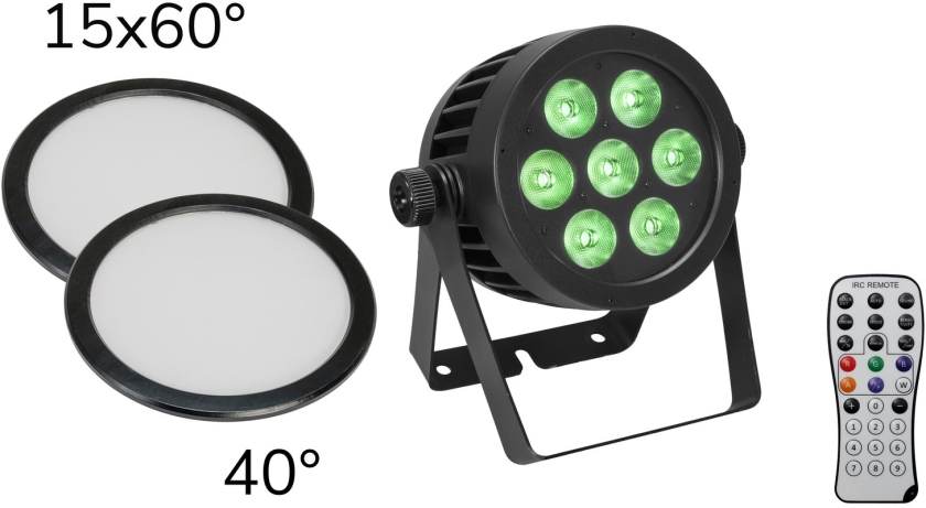 Eurolite Set LED IP PAR 7x8W QCL Spot + 2x Diffuser cover (15x60° and 40°)