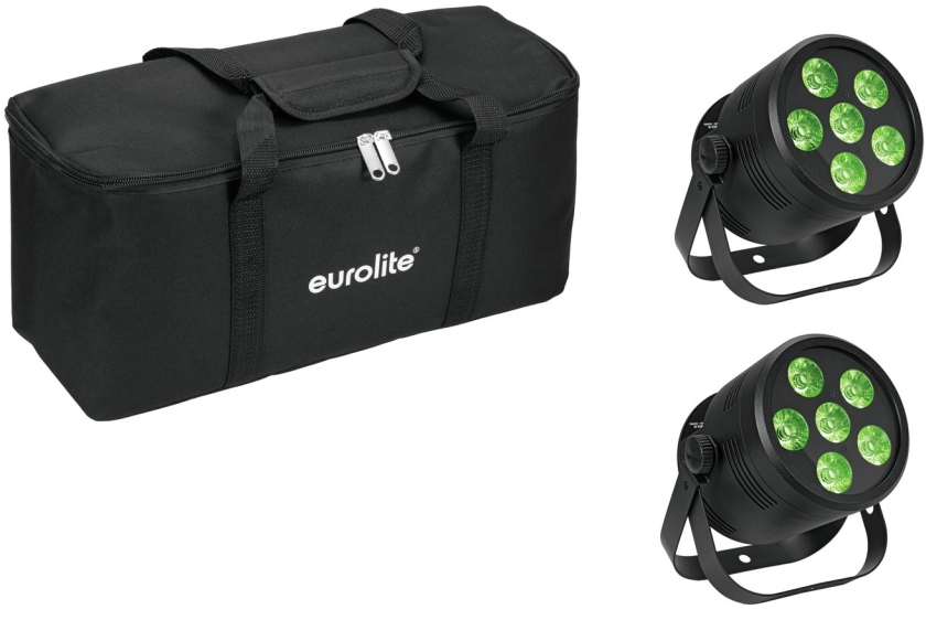 Eurolite Set 2x LED Silent Par 6 QCL floor bl + Soft-Bag