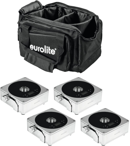 Eurolite Set 4x AKKU IP Flat Light 1 chrome + Soft Bag