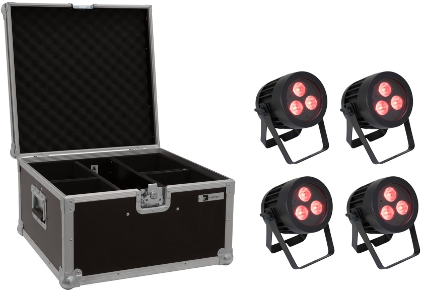 Eurolite Set 4x LED IP PAR 3x9W SCL Spot + Case