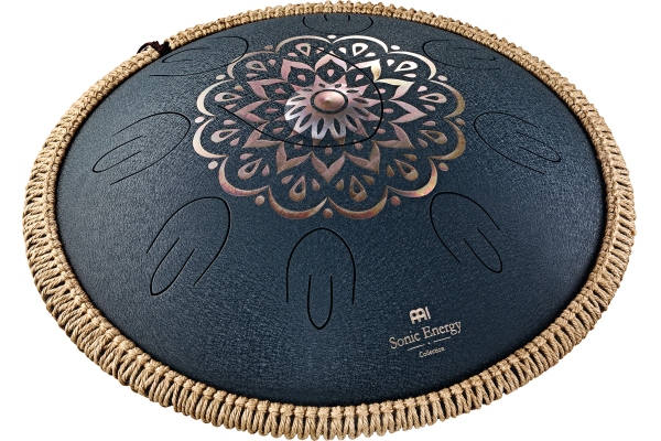 Meinl Sonic Energy Octave Steel Tongue Drum, Navy Blue, Engraved floral design, D Amara, 9 Notes, 16