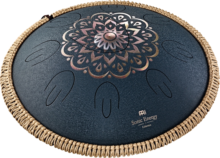 Meinl Sonic Energy Octave Steel Tongue Drum, Navy Blue, Engraved floral design, D Amara, 9 Notes, 16