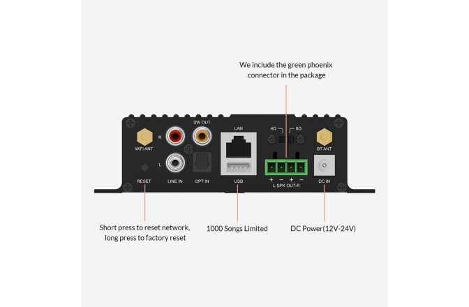 Streamer Audio Rakoit BlackStream SA100 LAN /Wi-Fi /Bluetooth 2x50W