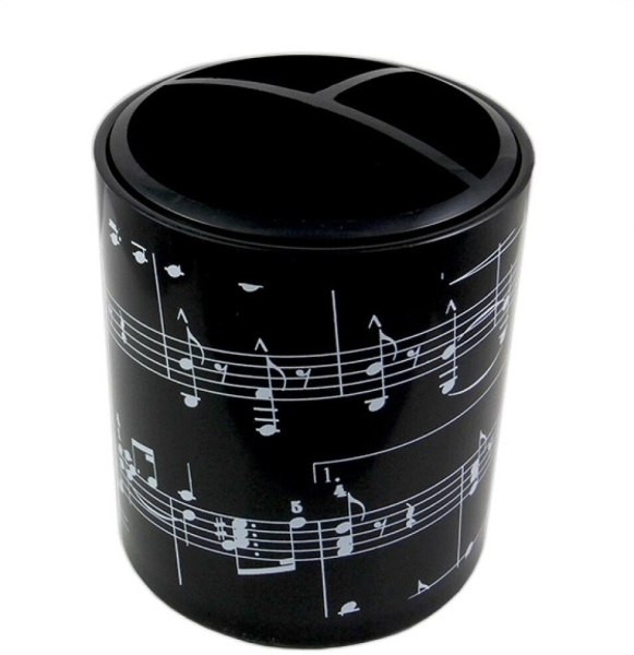 Plastic Pen Holder Round Music Notes Design