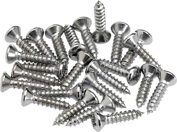 Fender Pickguard/Control Plate Mounting Screws (24) (Chrome)
