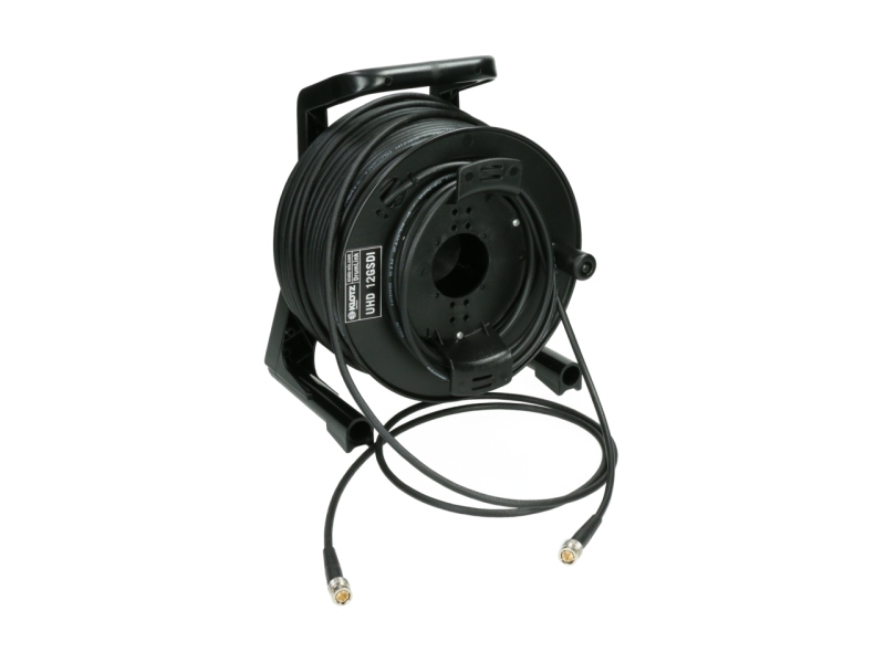 Klotz high flexible UHD cable 0.8/3.7 DZ for with Damar & Hagen BNCPro connectorson cable drum - UHD 12G - 20 m