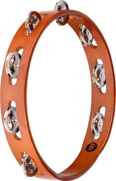 Meinl Wood Tambourine 10 Steel Jingles 1 Row