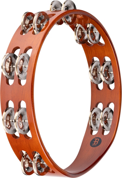 Meinl Wood Tambourine 10 Steel Jingles 2 Rows