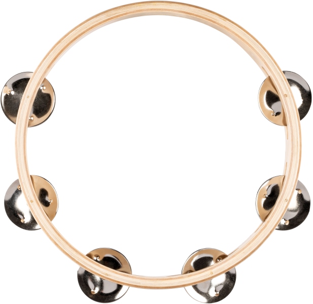 Nino Percussion Single Row Wood Tambourine - 8” Natural