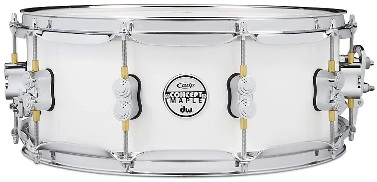 DW PDP Concept Maple Pearlescent White Lacquer CR HW 5.5x14 PDCM5514SSPW