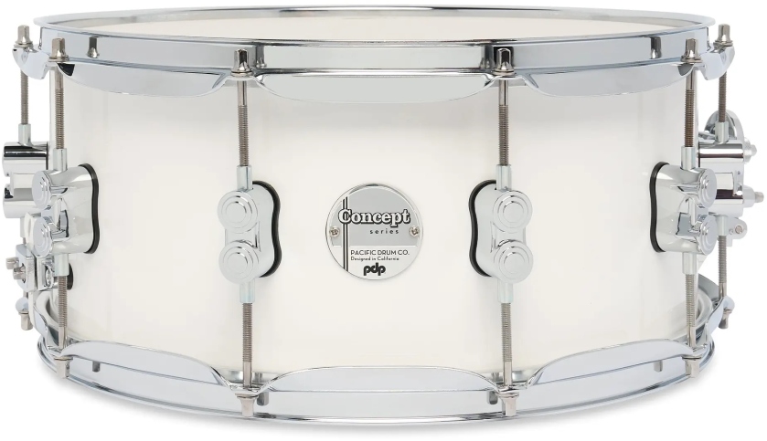 DW PDP Concept Maple Pearlescent White Lacquer CR HW 6.5x14 PDCM6514SSPW