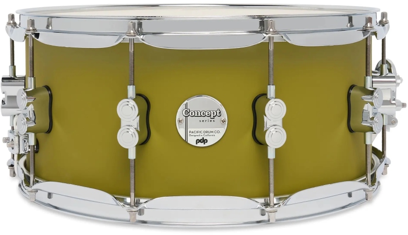 DW PDP Concept Maple Satin Olive CR HW 6.5x14 PDCM6514SSSO