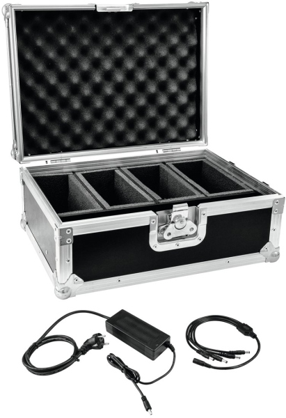 Eurolite Set Flightcase 4x AKKU Flat Light 1 + Ladegerät