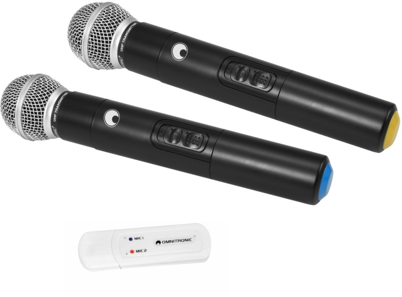 Omnitronic UWM-2HH USB Wireless Mic Set with two Handheld Microphones