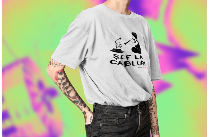 Tricou bumbac Soundcreation Șef la cabluri Alb 5A S