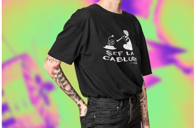 Tricou bumbac Soundcreation Șef la cabluri Negru 5N M