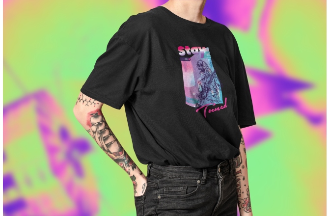 Tricou bumbac Soundcreation Stay Tuned - Rocker Skeleton Negru 9N S