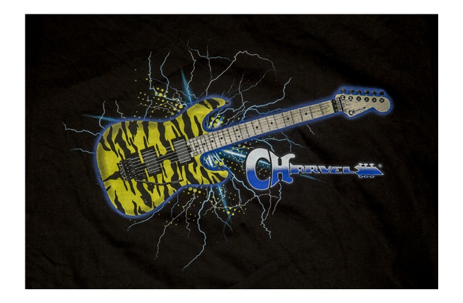 Tricou Chauvet Charvel Satchel Yellow Bengal Guitar Graphic Black S