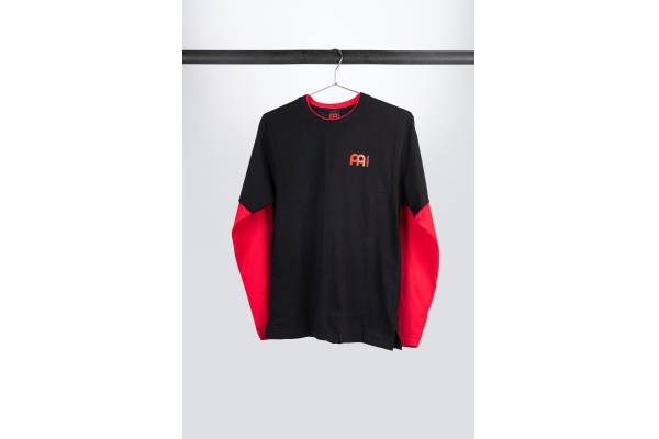 Black longsleeve with red sleeves and logo on left chest and back Black longsleeve with red sleeves and logo on left chest and back