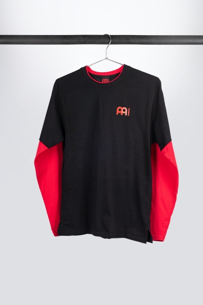 Meinl Black longsleeve with red sleeves and logo on left chest and back