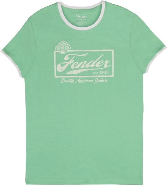 Fender Beer Label Men's Ringer Tee Sea Foam Green/White XL