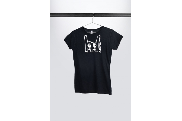 Black T-Shirt With Imprinted White Metal-Fork Logo On Chest - Girlie XL Black T-Shirt With Imprinted White Metal-Fork Logo On Chest - Girlie XL