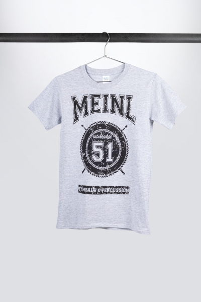 Meinl Gray Meinl T-shirt with imprinted black college logo on chest