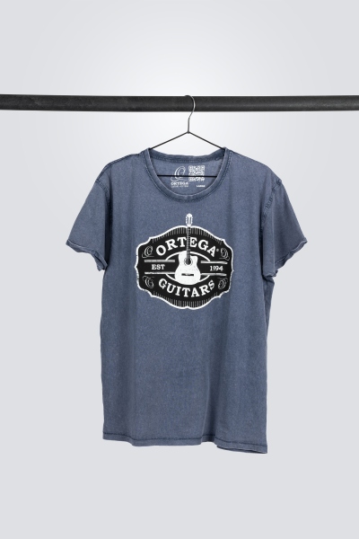 Ortega Americana Guitar T-Shirt - Vintage Washed Blue/XL
