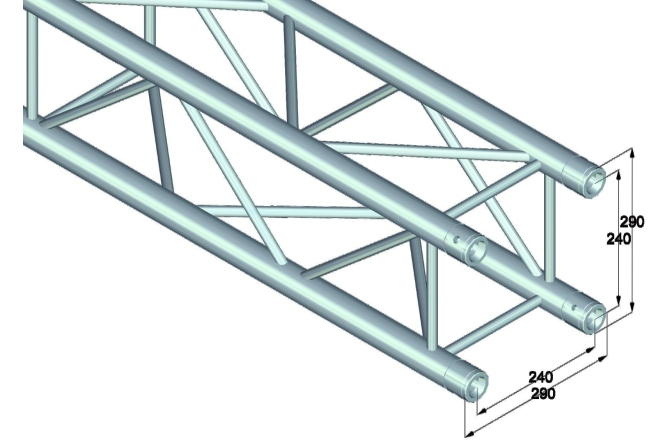 Truss quad tubular Alutruss QUADLOCK QL-ET34-290 4-way cross beam