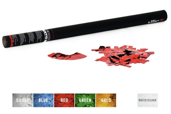 Handheld Confetti Cannon 80cm, red metallic