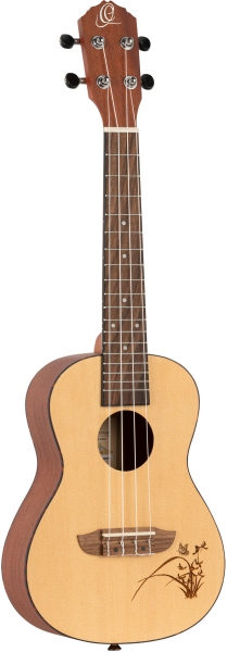 Ortega Concert Ukulele - Bonfire Series - Natural Spruce - laser engraved