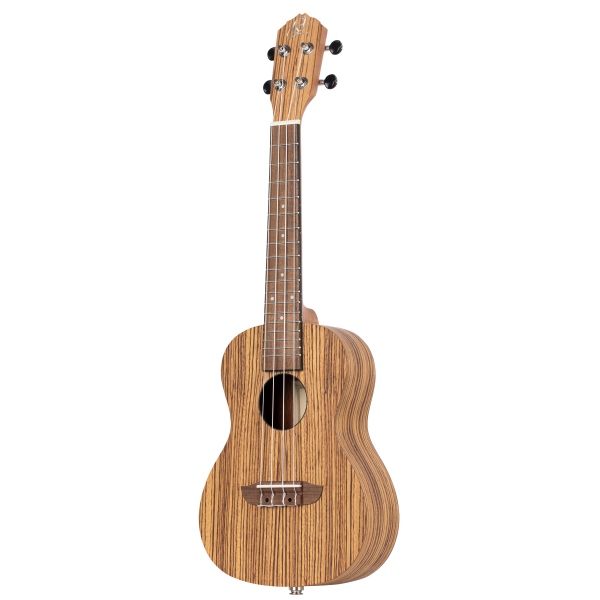 Ortega Timber Series Preamp Concert Ukulele Lefty - Natural Zebrawood + Bag