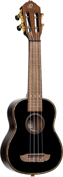 Ortega Onyx Series Soprano Ukulele 4 String - All Gloss Black + Bag