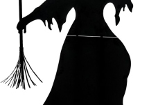 Vrăjitoare Europalms Silhouette Metal Witch with Broom, 150cm
