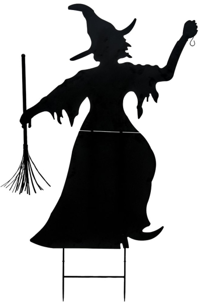 Europalms Silhouette Metal Witch with Broom, 150cm