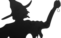 Vrăjitoare Europalms Silhouette Metal Witch with Broom, 150cm