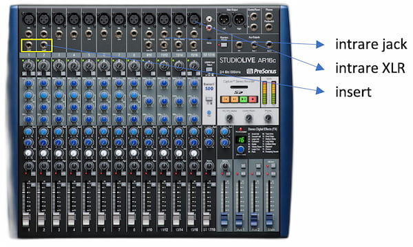 intrari si iesiri pe un mixer audio